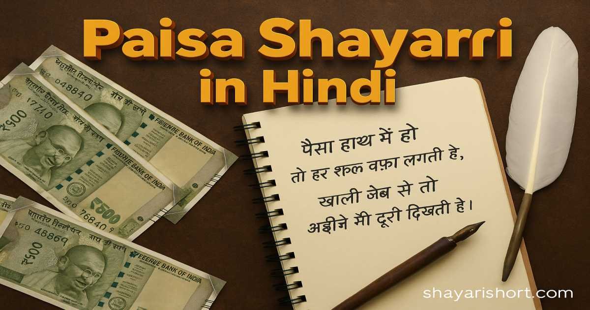 Paisa Shayari in Hindi – पैसे पर दिल छू लेने वाली 150+ शायरियाँ